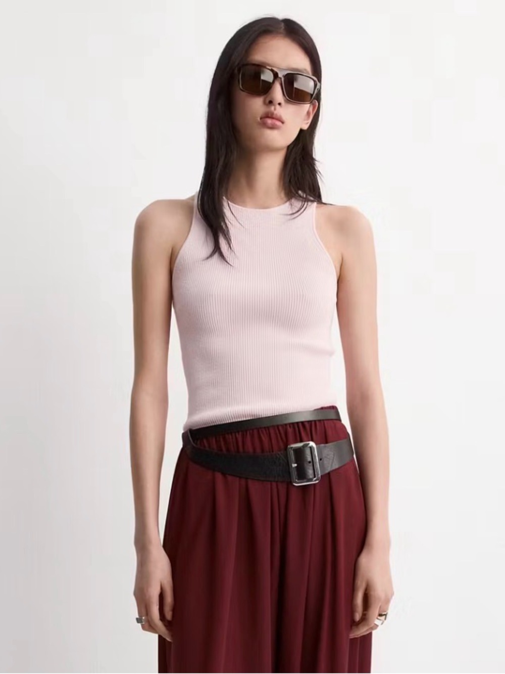 Mango Ribbed Tank Top - Pale Pink - Picture 3 of 8